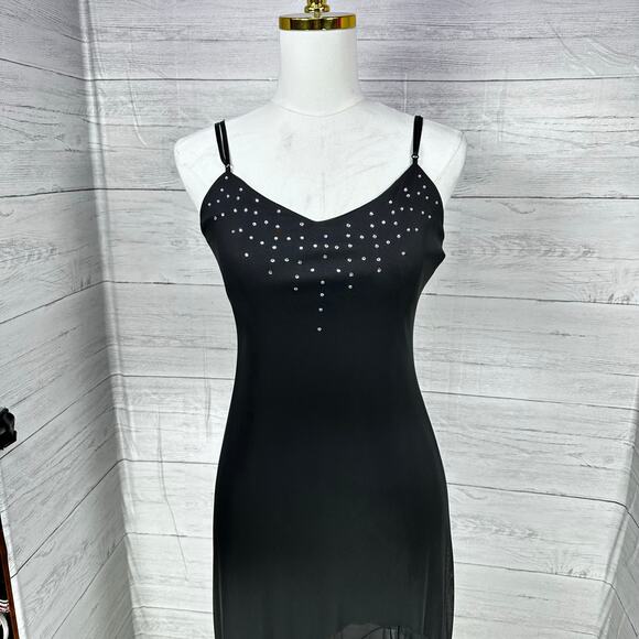 NWT VTG Jodie medium black sequin slip dress whimsygoth fairy prom y2k USA glam - Picture 4 of 13